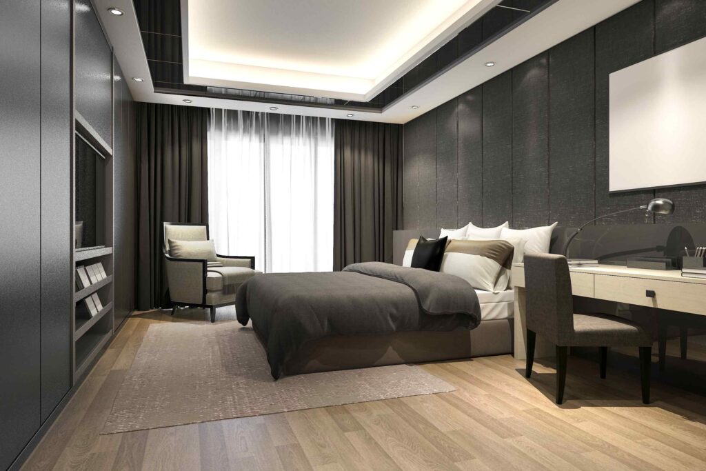 Viață de lux în casele moderne cu o priveliște impresionantă 3 black luxury modern bedroom suite in hotel and res 2021 08 28 11 26 58 utc